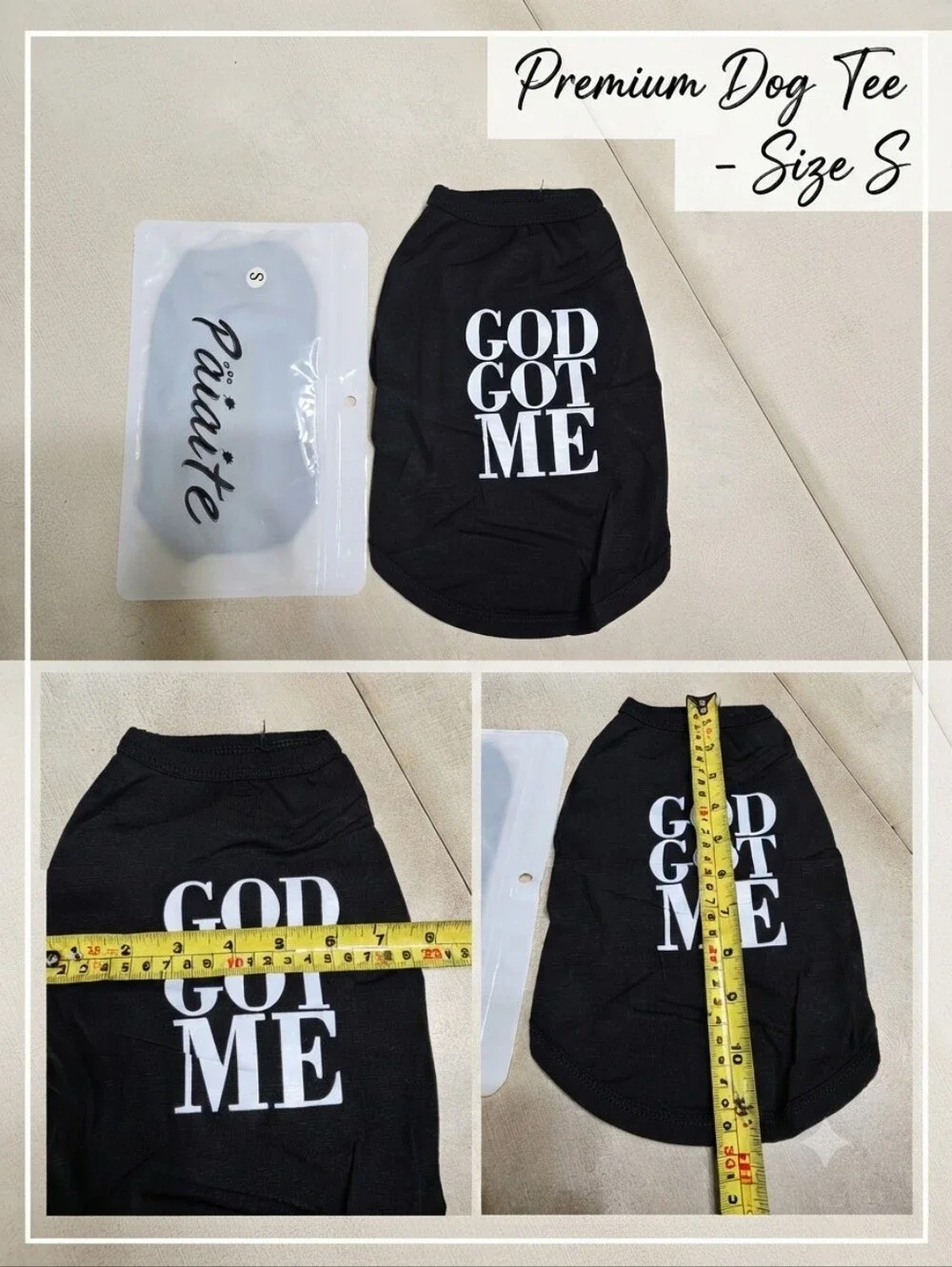 God Got Me Black Dog Shirt Tee Puppy Clothes Pet Apparel Size S